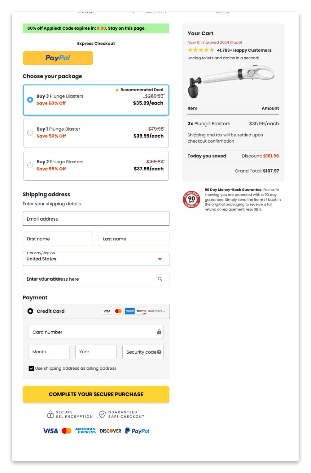 Plunge Blaster Secure Checkout Page